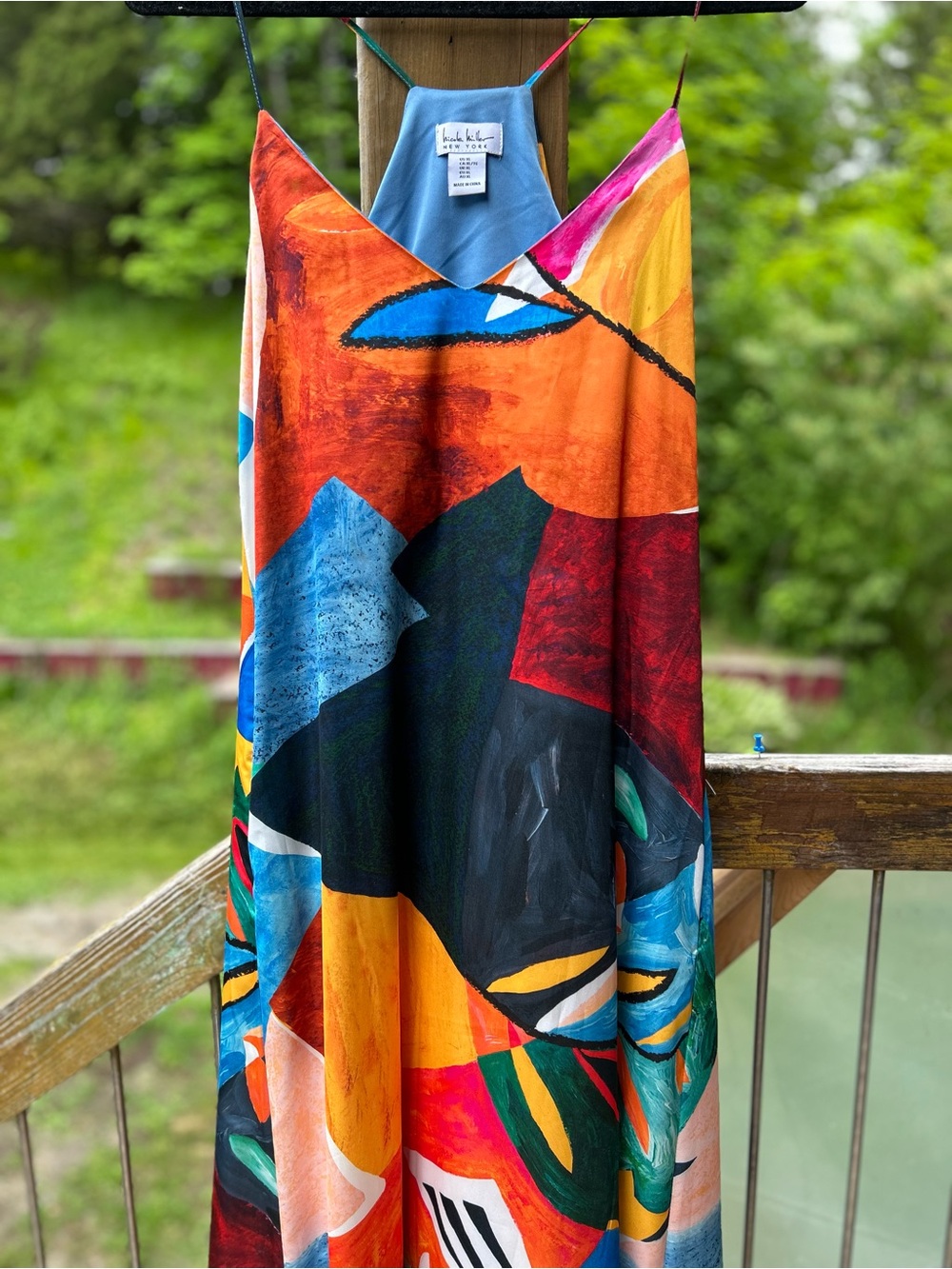 Nicole Miller Vibrant Multicolor Abstract Maxi Dress • XL